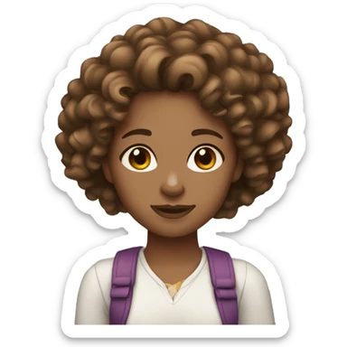 girl emoji light skin with curly brown hair sticker
