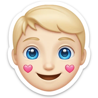 Smiling face with blue heart eyes, cute sticker