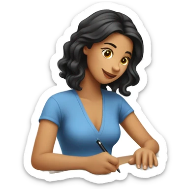 hispanic woman signing a document sticker