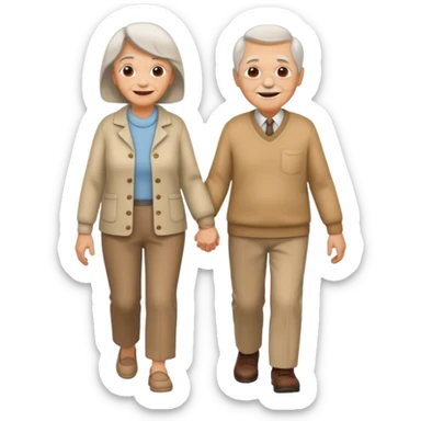 elderly couple walking sticker