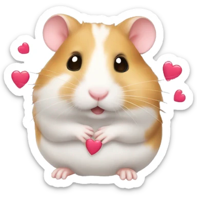 Hamster with hearts sticker