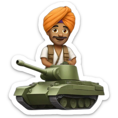 Indian man in a turban rides a tank sticker