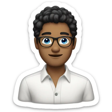 Men, black hair, blue eyes, glasses, xmas sticker