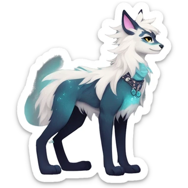 Cool cute Kawaii edgy fantasy animal sparkle fursona Fionbri by griffsnuff & LiLaiRa & Falvie full body sticker