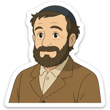 Jewish man with yarmulke, gentle face sticker