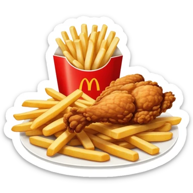 fried chicken with mcdonald’s fries sticker