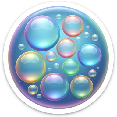 clear soap bubbles of varied sizes sticker