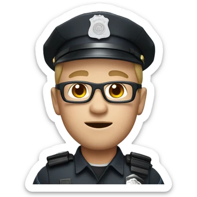 White police man with stop sign in apple memoji style sticker