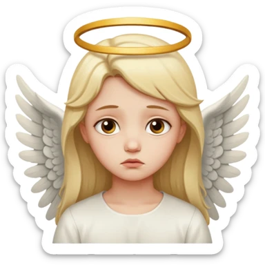 Make an angel 😇 emoji that is a bit sad like bored sticker