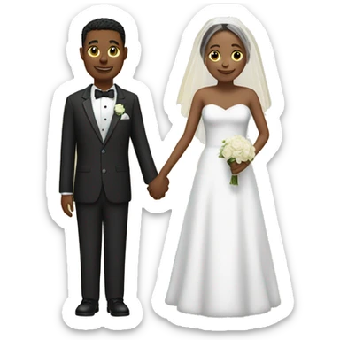 the bride and groom holding hands sticker
