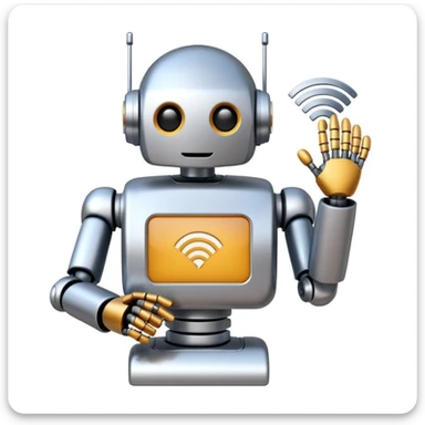 robot and Wi-Fi icon merged together, white background sticker
