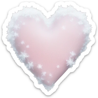 frozen pale pink heart with snow on top sticker