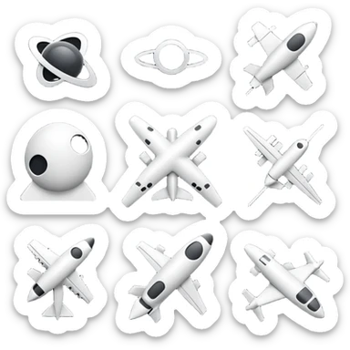 square minimal icons, space semiotic, black print on white background, square outline icons, minimalist symbols, transportation, economy, engineering, industry. Designed for signage.  sticker