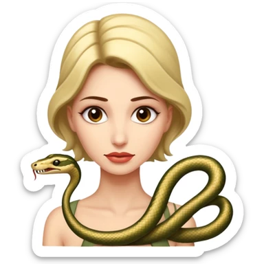 Woman with a very long snake neck  sticker