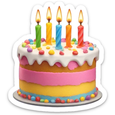 colourful birthday cake with candles  sticker