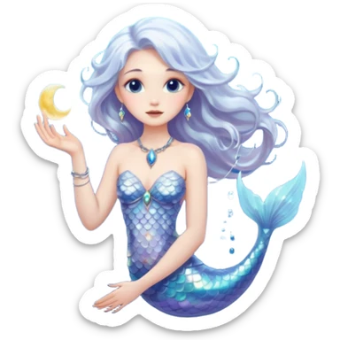 Lunar mermaid with more details sticker