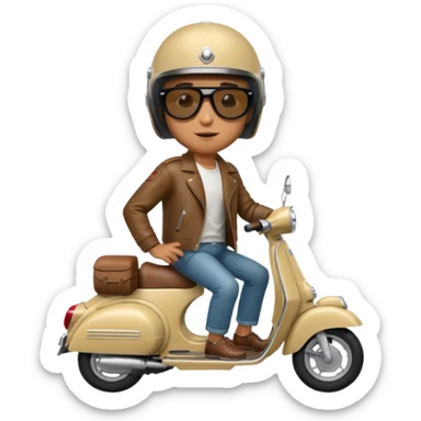 A classic vespa rider with my brothers face. sticker