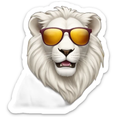 white lion wearing sunglasses and drinking wine sticker