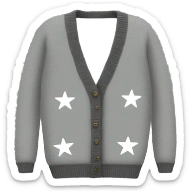 cardigan with three grey stars on both sleeves sticker