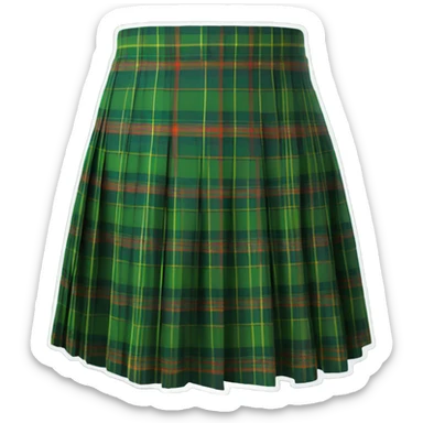 Green tartan pleated mini skirt, isolated sticker