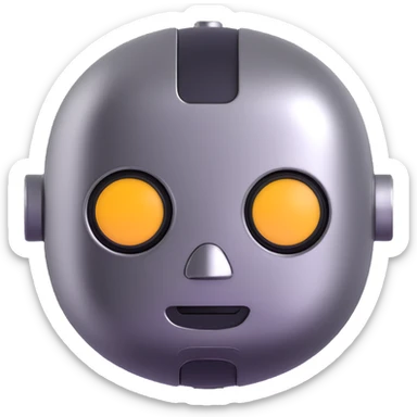 polished minimalistic perfectly round steel robot face, simple clean design sticker