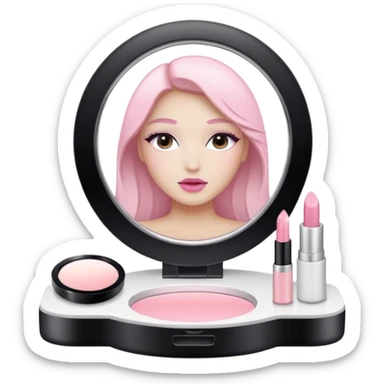 White Makeup vanity with light pink makeup sticker