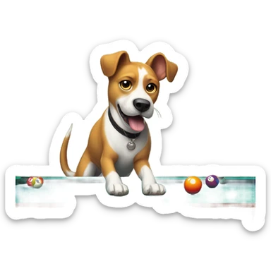 Dog playing pool  sticker