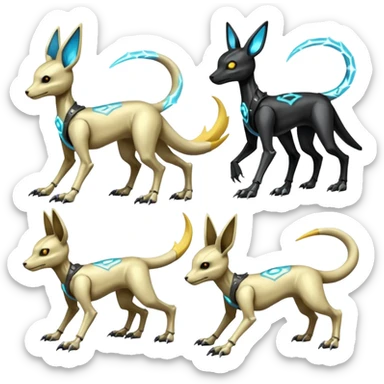 futuristic Skeletal-Cyborg-Manectric-Electrike-Lucio-Cubone-Umbreon-Marowak-Draco-Fakémon-hybrid-creature (full body), 4 legs sticker