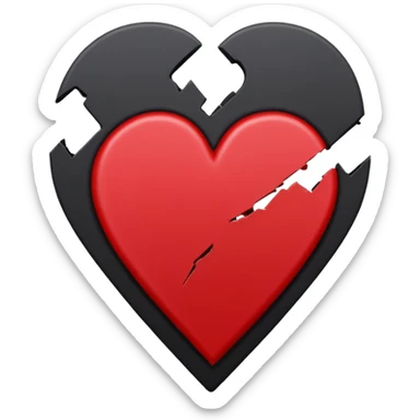 A black ace of hearts playing card with a broken heart sticker
