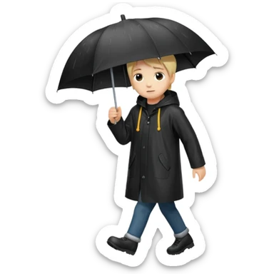 black Raincoat Pedestrian  sticker