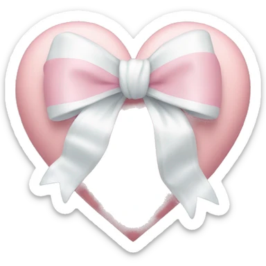 rococo Pastel pink heart with white bow sticker