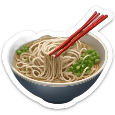 bowl of japanese buckwheat soba noodles with one pair of chopsticks and spring onions sticker