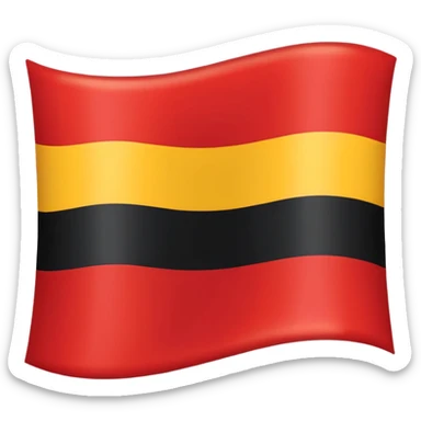 A wawy black and red rectangle with medium sized yellow circle in the middle flag sticker