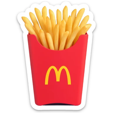 McDonald's French fries, realistic style, red fry box with golden fries, no text, clean background sticker