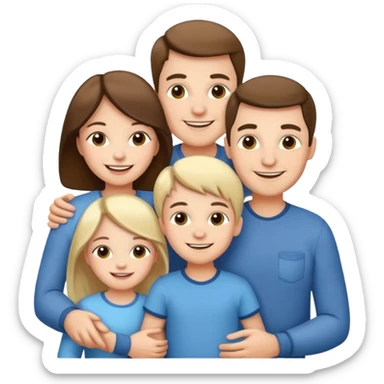 cute family, 2 parents and 2 kids smiling together sticker