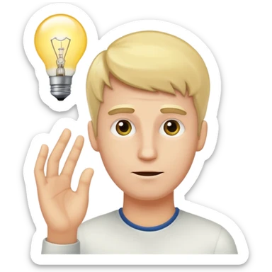 white man with light bulb over head, came up with idea sticker
