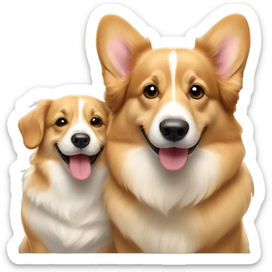 Corgi hugging golden retriever sticker