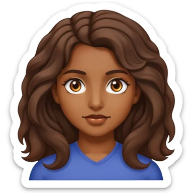 chica morena, cabelo medio ondulado y distaciainterocular sticker