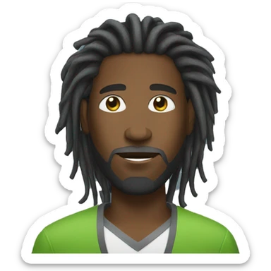 Black man with long dreadlocks mowing sticker