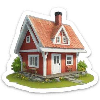 scandinavian summer house sticker