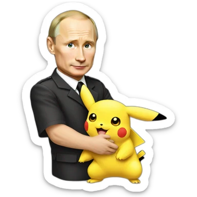 Putin holding pikachu sticker