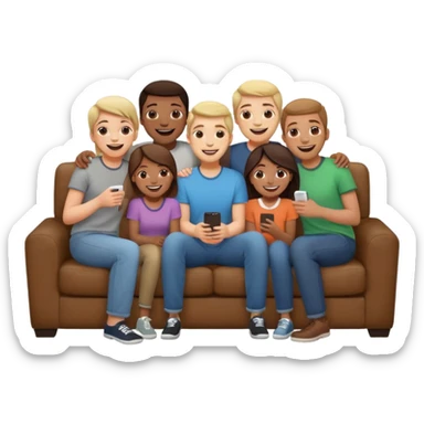 group of friends on couch having fun sticker
