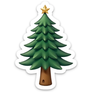 Un emoji représentant un petit sapin stylisé, sans bouche, avec deux grands yeux de biche brillants couleur cannelle. Style minimaliste, mignon et expressif, comme un sticker ou un emoji moderne. Fond parfaitement transparent, haute qualité, bien centré. sticker