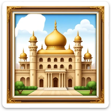 Cinematic Realistic Grand Palace Landmark Emoji, showcasing opulent palace architecture rendered with rich textures and regal, dynamic lighting. sticker