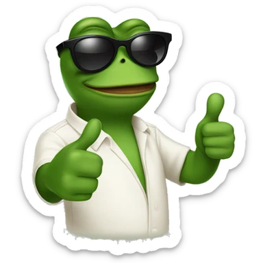 Pepe the frog wearing sunglasses giving a thumbs up sticker