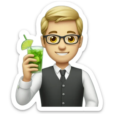 teacher boy with blackboard drinking mojito sticker