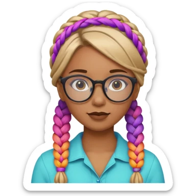 colorful braided hair girl with glasses sticker