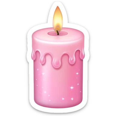 pink pastel candle with sparkles, soft and cute sticker