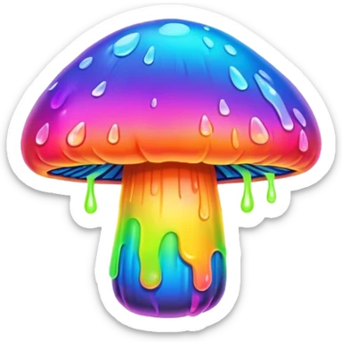 melting neon rainbow mushroom  sticker