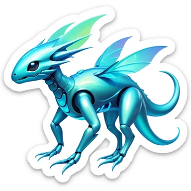 Futuristic complex iridescent aesthetic-scenery-Fakémon-creature sticker